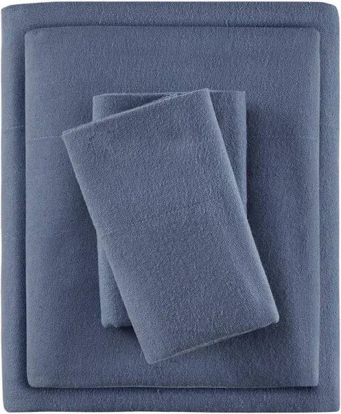 True North by Sleep Philosophy Cozy Flannel Sheet Set, Blue Solid