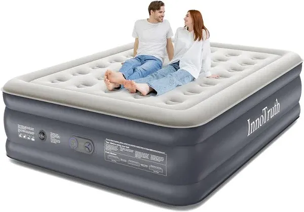 InnoTruth Twin Air Mattress with Built in Pump, 18" Raised Blow Up Colchones Inflables Airbed for Guests & Home, Inflatable Mattresses, Ideal for Home Use and Outdoor Camping, 300lb Weight Capacity