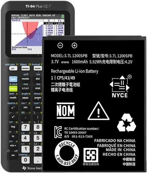 Qoutmcuy TI-84 Plus CE Replacement Battery