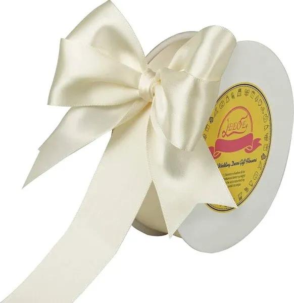 LEEQE Double Face Ivory Satin Ribbon 1-1/2 inch X 50 Yards Polyester Ivory Ri...