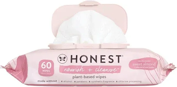 The Honest Company Wet Wipes - Hypoallergenic, Plant-Based with Aloe & Jojoba - 60 Count