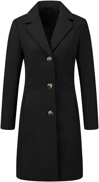 INSPIRE CHIC Women's Single Breasted Notched Lapel Long Winter Coats