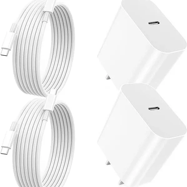 USB C Charger for iPhone 16 15 Charger, 2 Pack 20W PD USB C Fast Charger Plug with 6FT USB C to C Cable for iPhone 16 15/15 Plus/15 Pro/15 Pro Max, iPad Pro/Air/Mini Type C Series and More