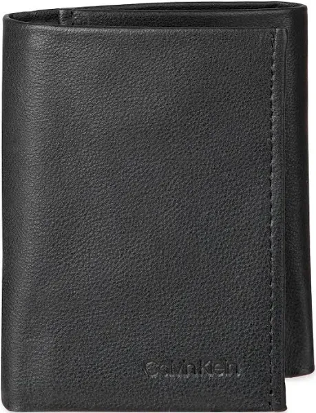 Calvin Klein Men&#039;s RFID Leather Trifold Wallet One Size Black