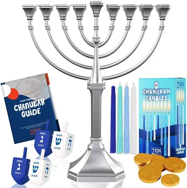 Zion Judaica Ltd Complete Hanukkah Menorah Kit