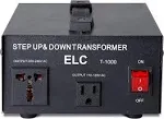 ELC T-1000 1000-Watt Voltage Converter Transformer - Step Up/Down - 110V/220V - Circuit Breaker Protection