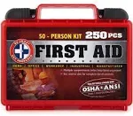 Be Smart Get Prepared First Aid Kit, 250 Piece. Exceeds OSHA ANSI Stan