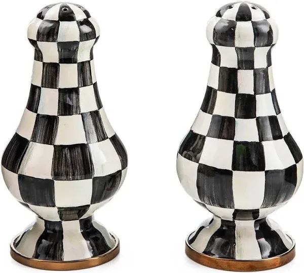 MacKenzie-Childs Courtly Check Enamel Large Salt & Pepper Shakers