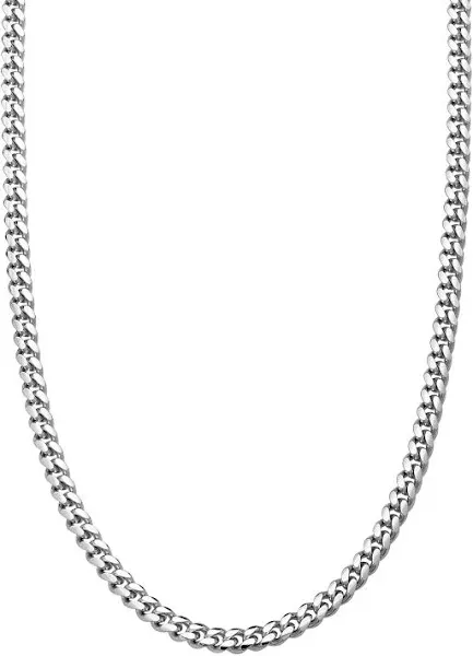 Miabella Italian Heavy 925 Sterling Silver Thick 3.2mm, 5mm, 7mm Curb Cuban Link Chain Necklace for Men Made in Italy