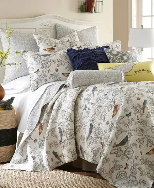 Levtex Home Mockingbird Quilt Set - Cotton Full/Queen / Grey