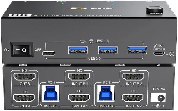 KVM Switch for 2 Monitors and 2 Computers