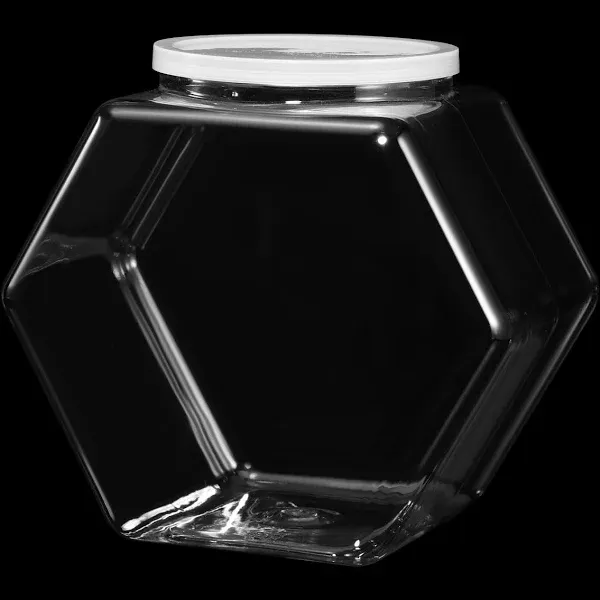 Hexagonal Plastic Candy Jar with Lid Cookie Clear Containers for Snacks Fruit