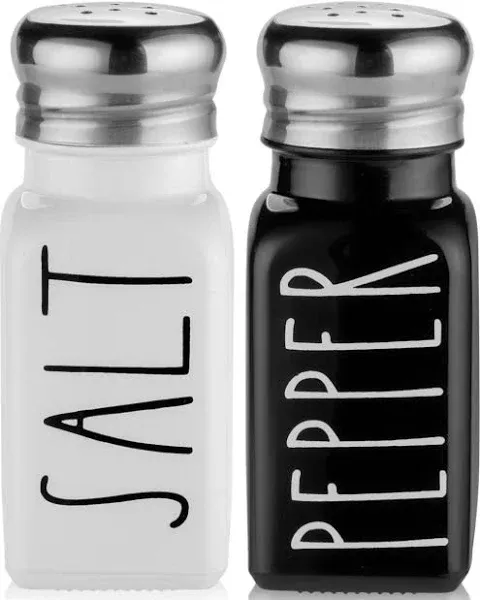 Salt and Pepper Shakers Set by Brighter Barns - Cute Modern Black / White 