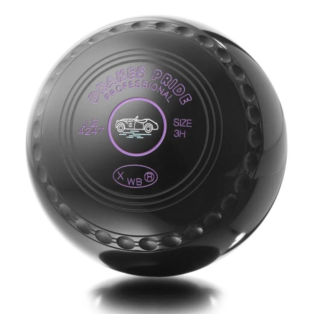 Drakes Pride Professional bowls - Black, gripped, Size 3, Heavy (UK)