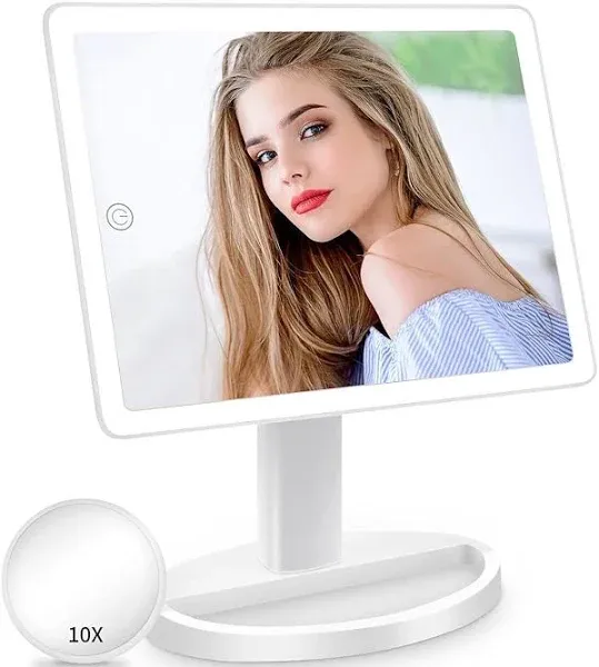 Funtouch Large Lighted Vanity Makeup Mirror with 88 LED, 360 Rotation Touch S...