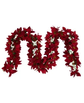 Northlight Red Artificial Poinsettia Floral Christmas Garland