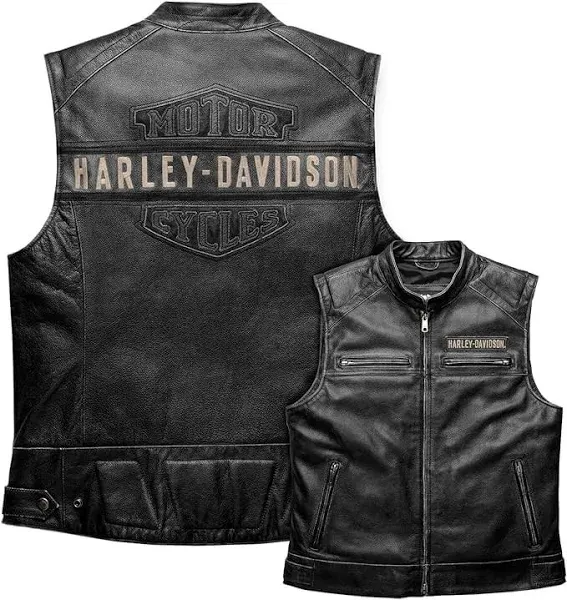 Iconic HD Men’s Passing Link Real Leather Biker Vest Motorcycle Road Warrior Vest