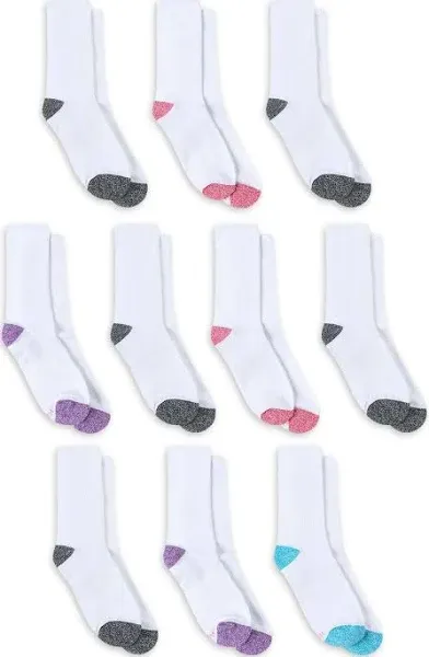 Hanes Women's Comfort Fit Crew Socks, Extended Size 10-Pack