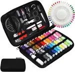 JUNING Sewing Kit with Case, 130 Pcs Sewing Supplies for Home Travel and Emergency, Kids Machine, Contains 24 Spools of Thread, Mending and Sewing