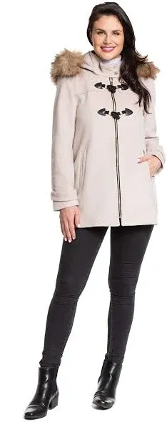 Nine West Women's Faux-Trim Hooded Wool-Blend Toggle Coat