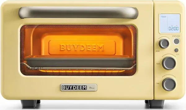 Buydeem Dora Mini Toaster Oven, Multi-functional Countertop Oven 12 qt Mellow Yellow