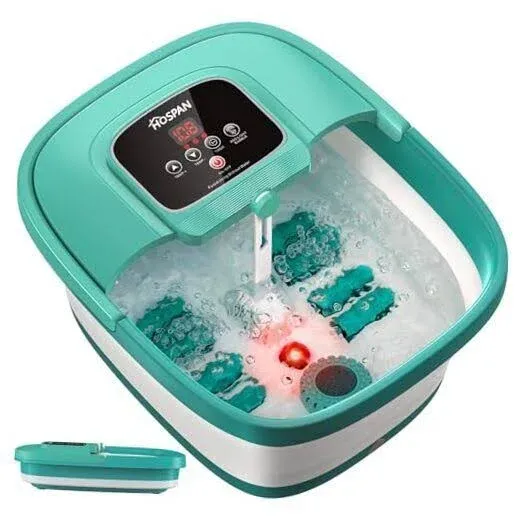 HOSPAN Collapsible Foot Spa with Heat, Bubble, Red Light, and Temperature Con...