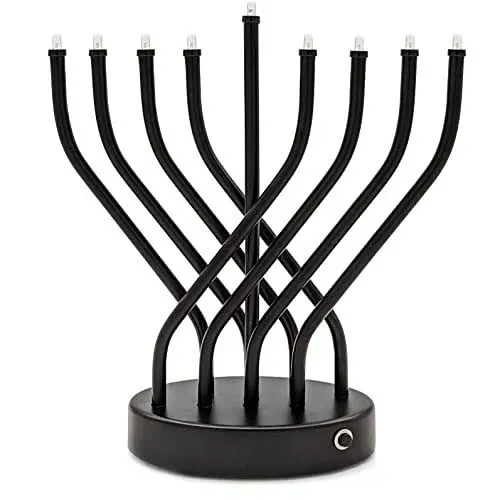  Hanukkah Silver Contemporary Designed Menorah, Led Electric,