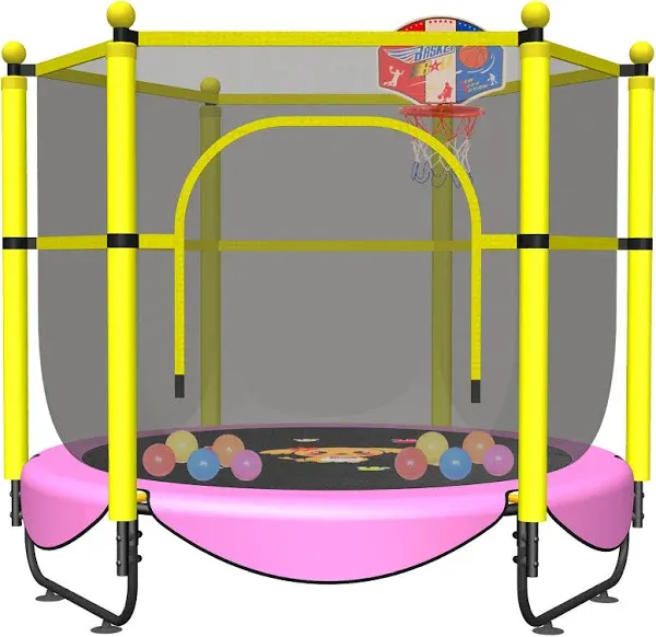 60&#034; Trampoline for Kids, 5 FT Indoor &amp; Outdoor Small Toddler Trampoline with Bas