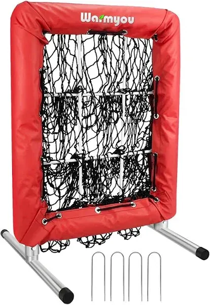 Baseball Net with Target Pockets, 9 Pocket Pitching Net with Strike Zone, Height Adjustable Pitcher Trainer Net,Portable Softball and Baseball Net Training Equipment for Hitting and Pitching