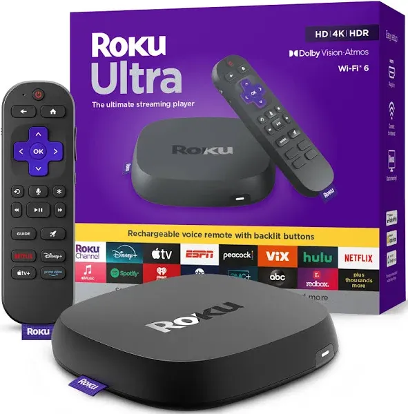 ⭐NEW⭐ 2-PK Roku Ultra 4K with Voice Remote Pro &amp; Roku Stick 4K with Voice Remote