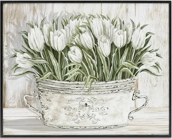 Stupell Industries White Tulip Flowers Tin Painting