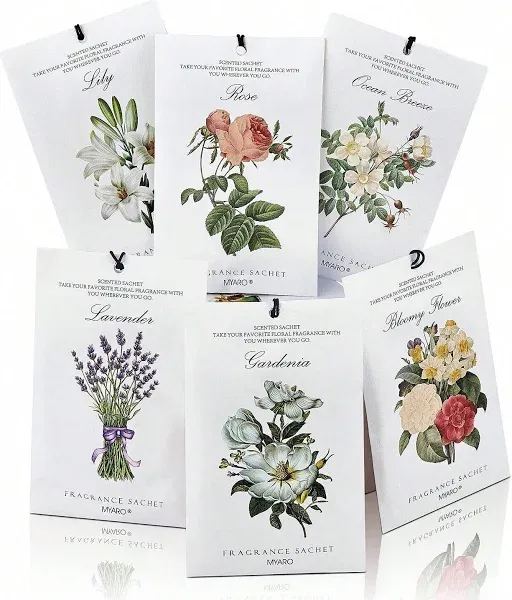  12 Packs Scented Sachets for Drawer and Closet, Long-Lasting Sachets 6 scents