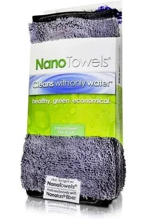 Life Miracle Nano Towels Amazing Eco Fabric That Cleans Virtually Any Surface With Only Water. No More Paper Towels Or Toxic Chemicals. 4-Pack