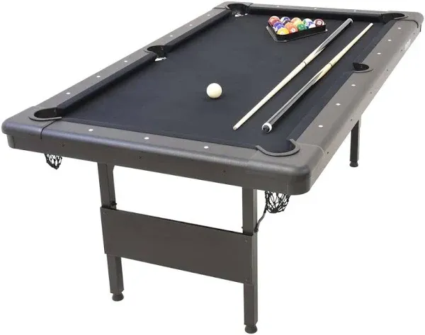 GoSports 6, 7, or 8 ft Billiards Table Portable Pool Table Includes Full Set of Balls, 2 Cue Sticks, Chalk and Felt Brush