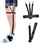 Kedofe Mens Shirt Stays Upgrade Adjustable Elastic Garter Military Shirts Holder with Non-Slip Locking Clamps