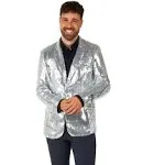 Suitmeister Men's Sequins Silver Blazer, Large