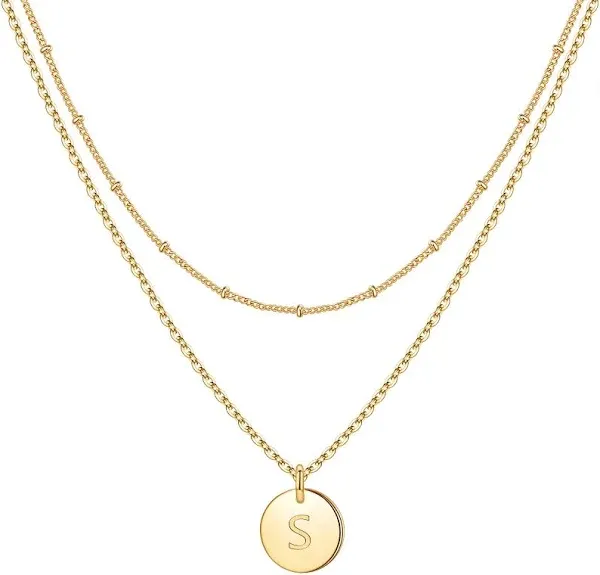 IEFWELL Initial Necklaces for Women Girls - Gold Silver 14&#034;+2&#034;/16&#034;+2&#034;, 