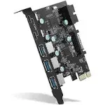 PCI-E x 1 to USB Expansion Card, USB 3.0 5Gpbs(3 x USB A - 2 x USB C - 1 x In...