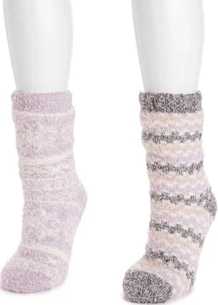 MUK LUKS Women's 2-Pack Sherpa-Lined Non-Skid Cabin Socks