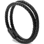 globi Leather Bracelet For Men | Genuine Wrap Braided Leather Cuff Bangle Bracelet with Magnetic Stainless Steel Clasp For Men/Women