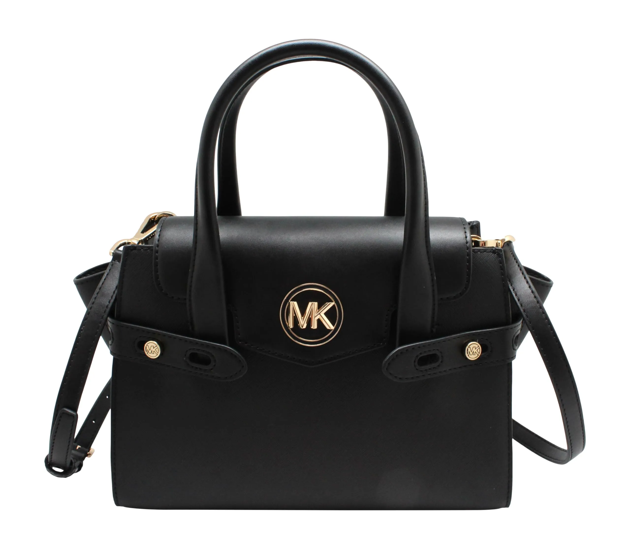 Michael Kors Carmen Medium Black Leather Satchel