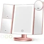 Wireless Rechargeable Lighted Makeup Mirror with 3 Color Lighting, 2000mAh Re...