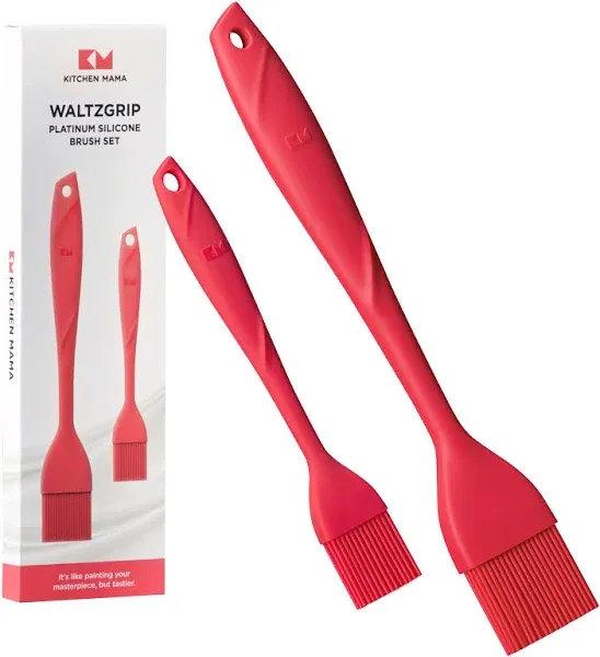 Kitchen Mama Waltzgrip Platinum Silicone Basting Pastry Brush: Set of 2 Heat-Res