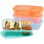 Easylunchboxes - Bento Lunch Boxes - Reusable 3-Compartment Food Containers for School, Work, and Travel, Set of 4, (Pastels)