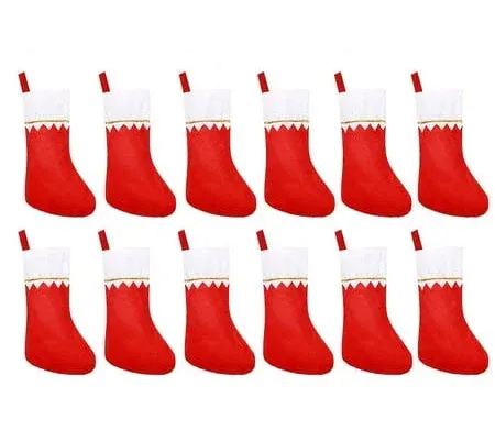 12pcs Red Felt Christmas Stockings