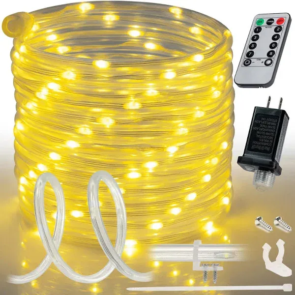 Wyzworks White LED Rope Light 8 Modes Waterproof Outdoor Accent Lighting Remote