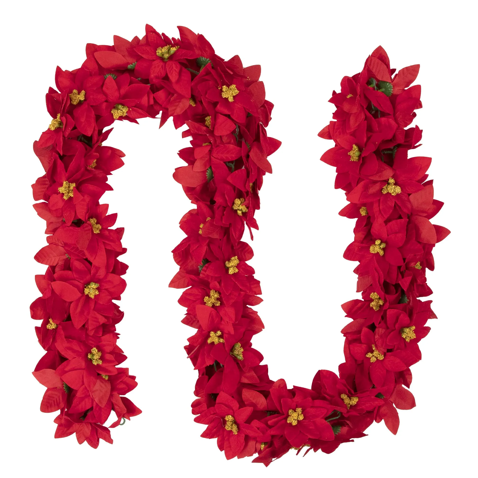 Northlight Red Artificial Poinsettia Floral Christmas Garland