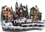 Large Animated Christmas Village Skating Town - Lighted Resin Musical Snow Scene