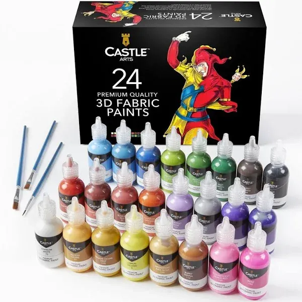 24 Piece 3D Fabric Paint Set