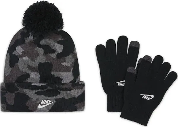 Nike Kids Pom Beanie and Gloves Two-Piece Set Snowboard